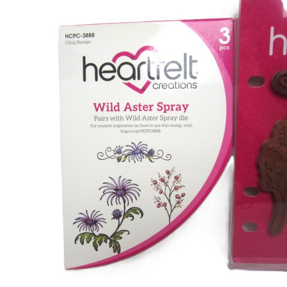 Heartfelt Creations Wild Aster Spray Cling Stamps & Craft Dies Pre-owned Floral - Picture 2 of 4